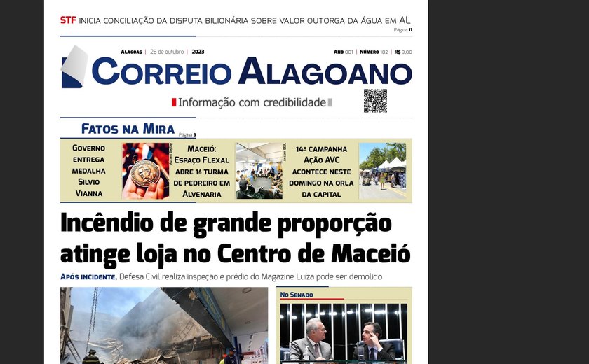 Incêndio de grande proporção atinge loja no Centro de Maceió