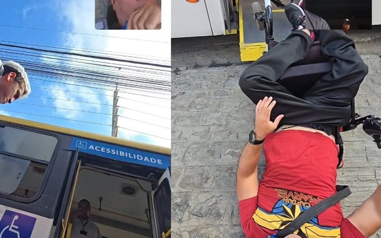 Cadeirante palmeirense sofre queda ao tentar desembarcar de ônibus em Maceió e registra falha de elevador em vídeo
