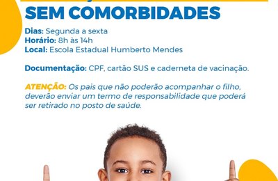 Secretaria de Saúde inicia vacinação de crianças de 10 e 11 anos sem comorbidades, em Palmeira