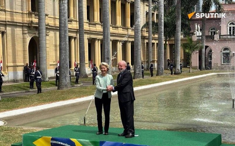 Lula recebe Ursula von der Leyen no Palácio do Itamaraty, no Rio