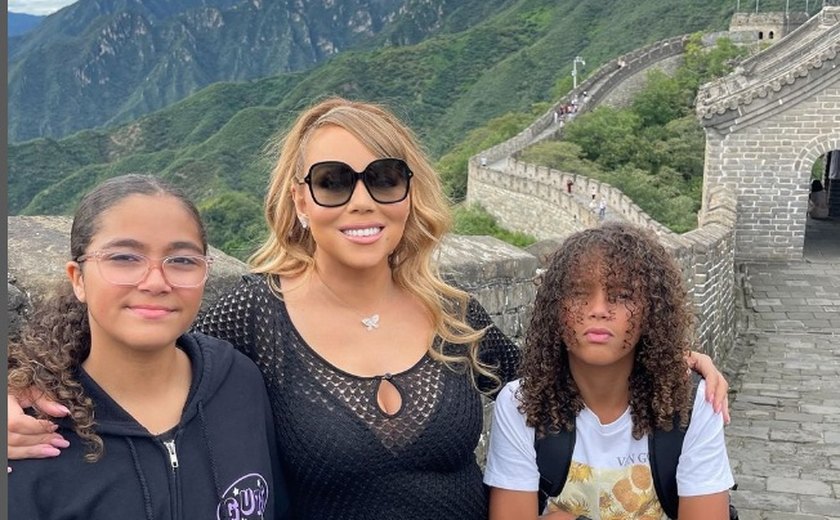 Mariah Carey curte dias na China com filhos antes da apresentação no Rock in Rio