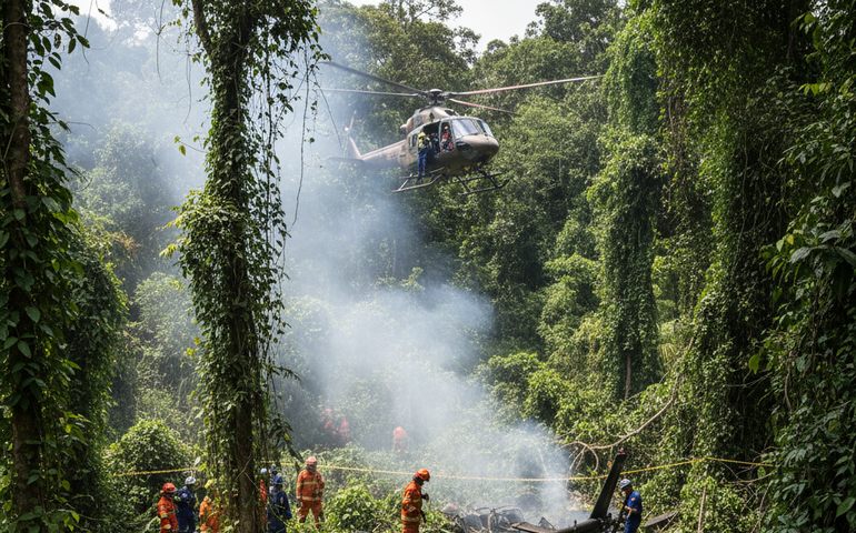 Helicóptero cai e deixa três mortos na zona oeste do Rio de Janeiro