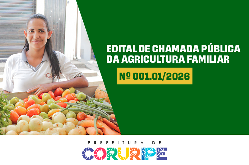 Prefeitura de Coruripe abre chamada pública para agricultura familiar voltada à alimentação escolar
