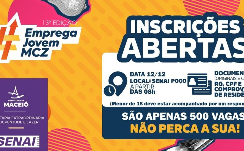 Prefeitura de Maceió abre inscrições para mais uma edição do Emprega Jovem