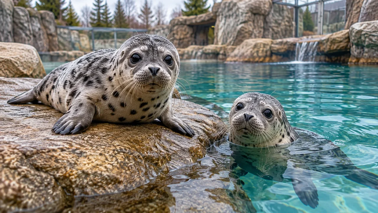Filhotes de foca-malhada são resgatados e passam a viver no Zoológico de Moscou