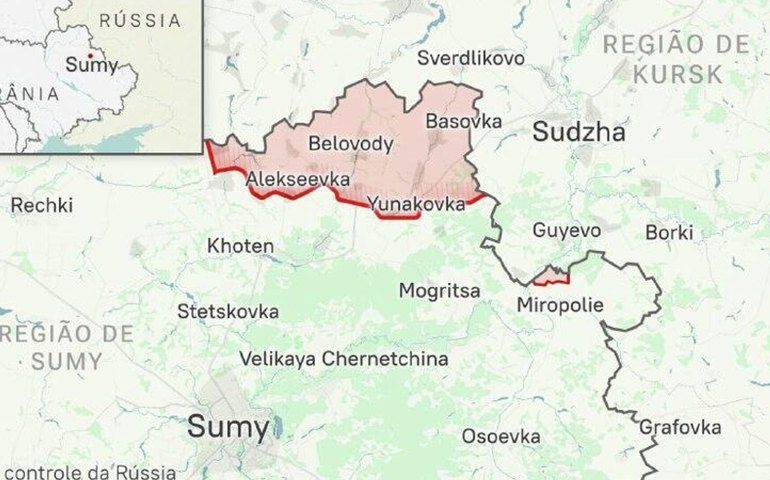 Veja no mapa a zona tampão russa na região de Sumy