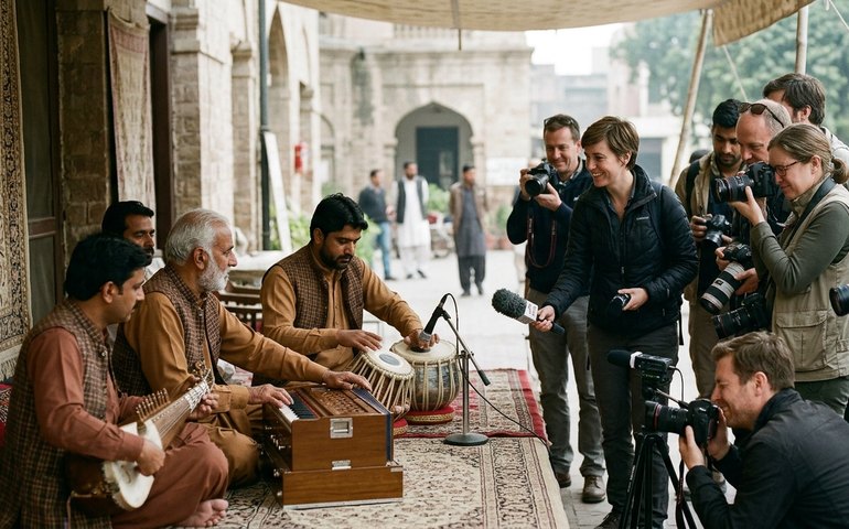 Cultura e diplomacia lado a lado: músicos tradicionais do Paquistão dão boas-vindas a jornalistas estrangeiros antes das negociações EUA-Irã