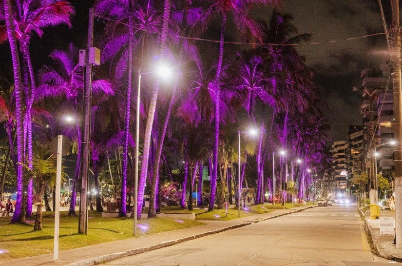 Maceió ganha iluminação lilás em apoio à conscientização e combate à violência contra a mulher