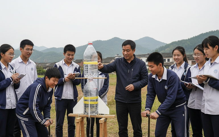 Incutindo amor pela ciência: professor da China lança foguete caseiro