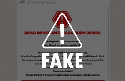 É falso que álcool gel em chave tenha causado incêndio em veículo