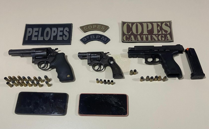 PM apreende três armas de fogo após ter sido recebida a tiros em Delmiro Gouveia