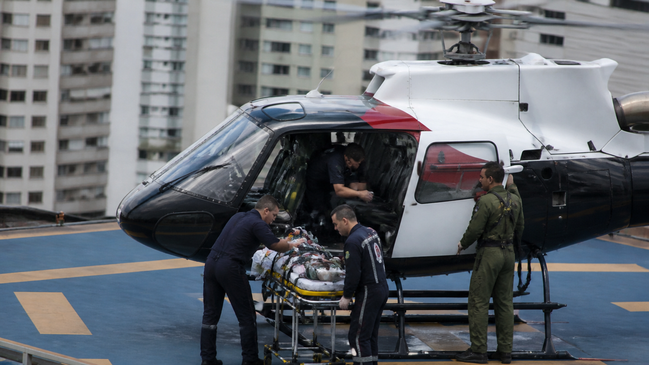 Homem baleado em tentativa de roubo é resgatado de helicóptero em SP