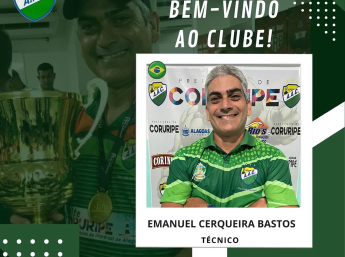 Coruripe anuncia Emanuel Cerqueira como técnico do Sub-20