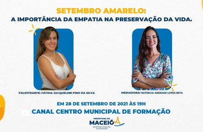 Educação de Maceió promove live sobre o Setembro Amarelo 