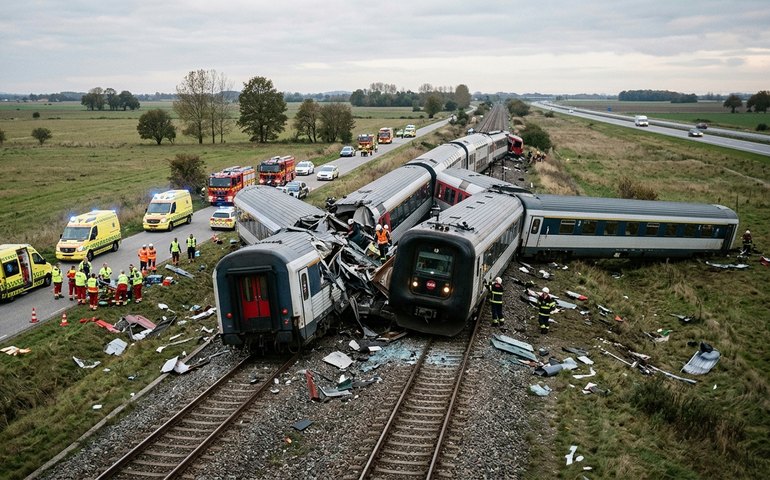 Colisão frontal entre trens na Dinamarca deixa vários feridos graves