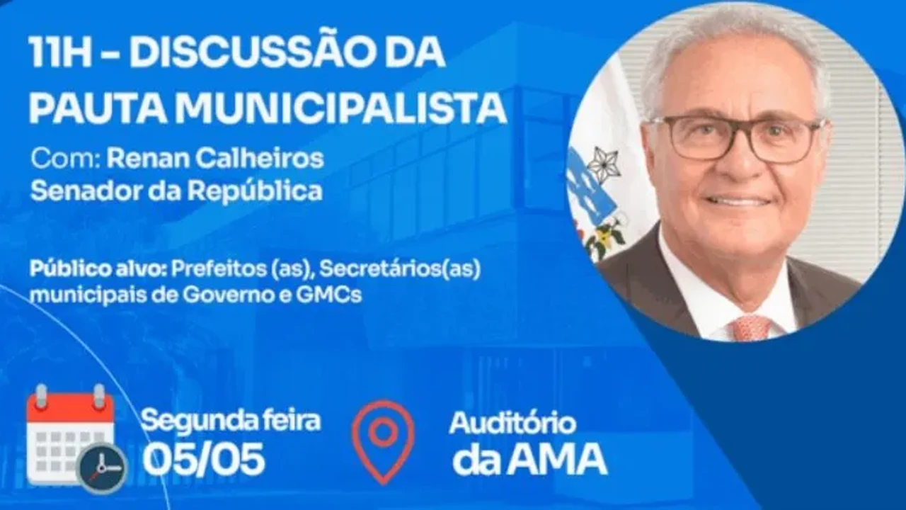 Ida de Renan Calheiros na AMA será mais que uma visita ‘municipalista’