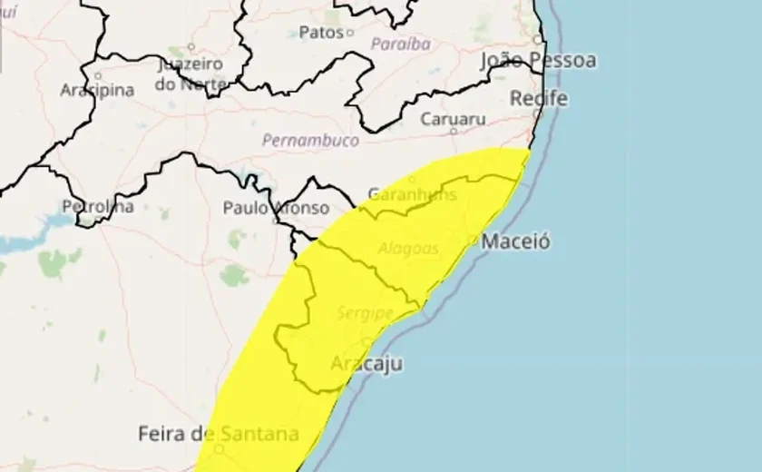 Inmet emite alerta de acumulado de chuva para 93 municípios alagoanos