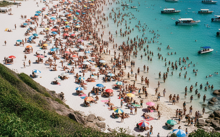 Praias superlotadas em Arraial do Cabo levam ICMBio a recomendar interdição de desembarque irregular