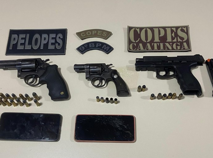 PM apreende três armas de fogo após ter sido recebida a tiros em Delmiro Gouveia