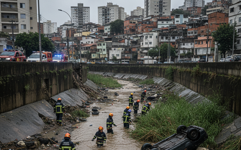 Bombeiros retomam buscas por casal de idosos desaparecido em enxurrada