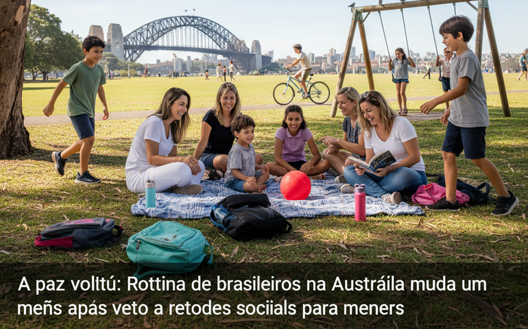 'A paz voltou': rotina de brasileiros na Austrália muda um mês após veto a redes sociais para menores