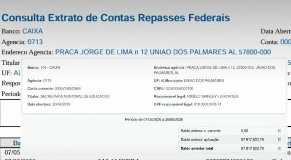 Dados mostram que a conta segue vinculada ao nome da ex-secretária - Foto: Reprodução/Portal Canal Alagoas