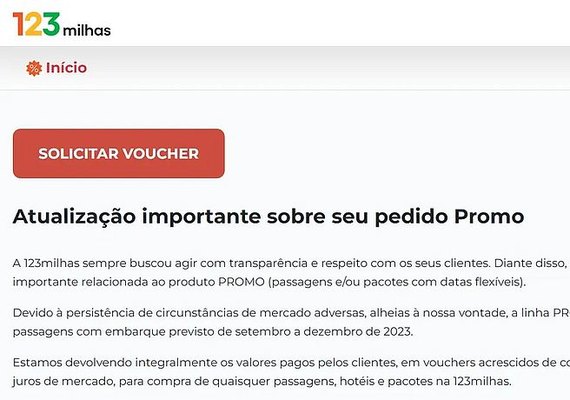 123 Milhas suspende pacotes e emissão de passagens promocionais